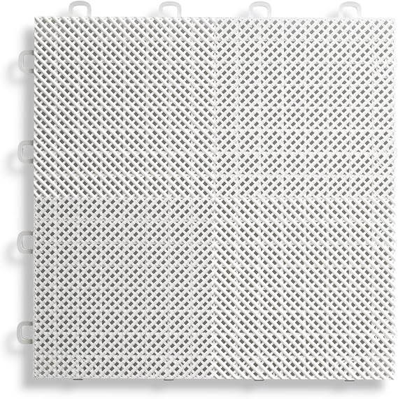 B2US4130 Deck and Patio Flooring Interlocking Tiles Perforated Pack, White, 30-Pack