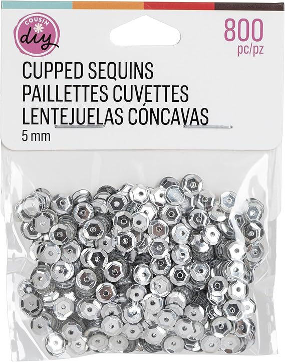 Silver 5mm Cupped Sequins, 800pc
