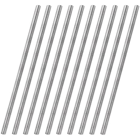 10 Pack M10 x 250mm Fully Threaded Rods, 304 Stainless Steel Threaded Rod, M10-1.5 Threaded Rod Bars Studs, Right Hand Threads, fits for Anchor Bolts, Clamps, Hangers, U-Bolts (2/5" x 10")