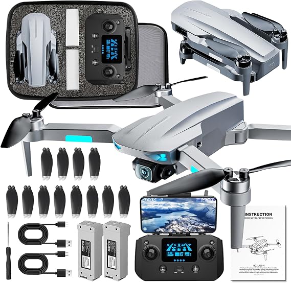 HHD GPS Drones with Camera for Adults 4k, 50 Mins Flight Time, Under 249g, 3800ft FPV Transmission, Brushless Motor, Max Speed 15m/s, Foldable Drone