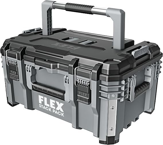 Flex - Stack Pack Medium Tool Box - With Gas Struts, Removable Accessories Container - Made of Impact Resistant Plastic with Aluminium Reinforced Corners, Metal Latch and + 531465