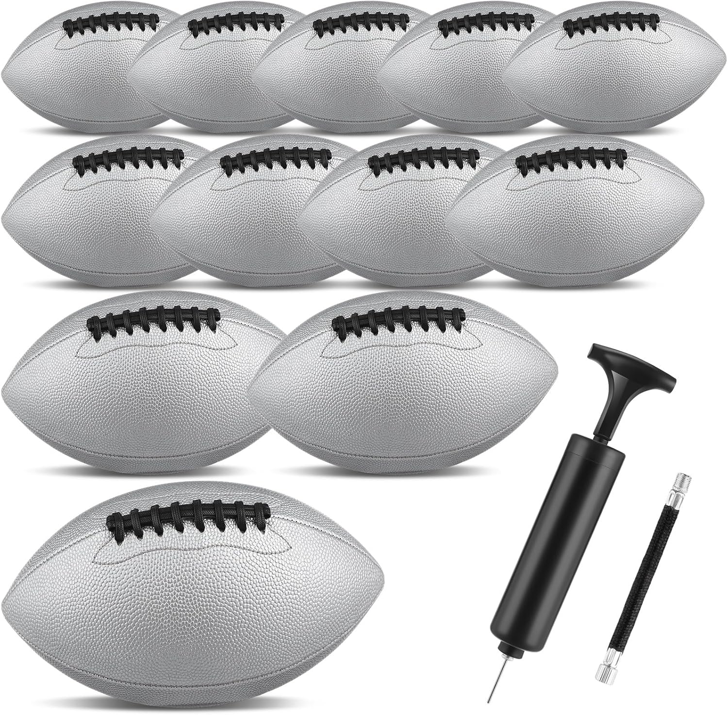 Syhood 12 Pack Composite Leather Footballs Official Size Footballs Bulk Leather Inflatable Football with Pump Regulation Highschool College Football for Training and Recreational Play