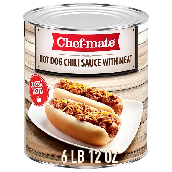 Chef-mate Hot Dog Canned Chili Sauce with Meat, Ready to Eat, 6 lb 12 oz (#10 Can Bulk)
