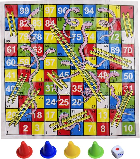 Snakes Ladders Board Game Toy Portable | Mini Snakes And Ladders Board Game Set for Family Kids Adults Parties Travel Camping Indoor Outdoor All Ages Holiday