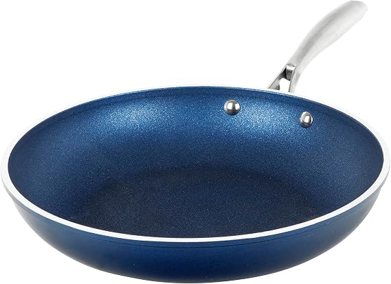 Granitestone Blue 12 Inch XL Non Stick Frying Pan Skillet with Mineral and Diamond Triple Coated Surface for Long Lasting Nonstick Frying Pan for Cooking, Metal Utensil/Oven/Dishwasher Safe