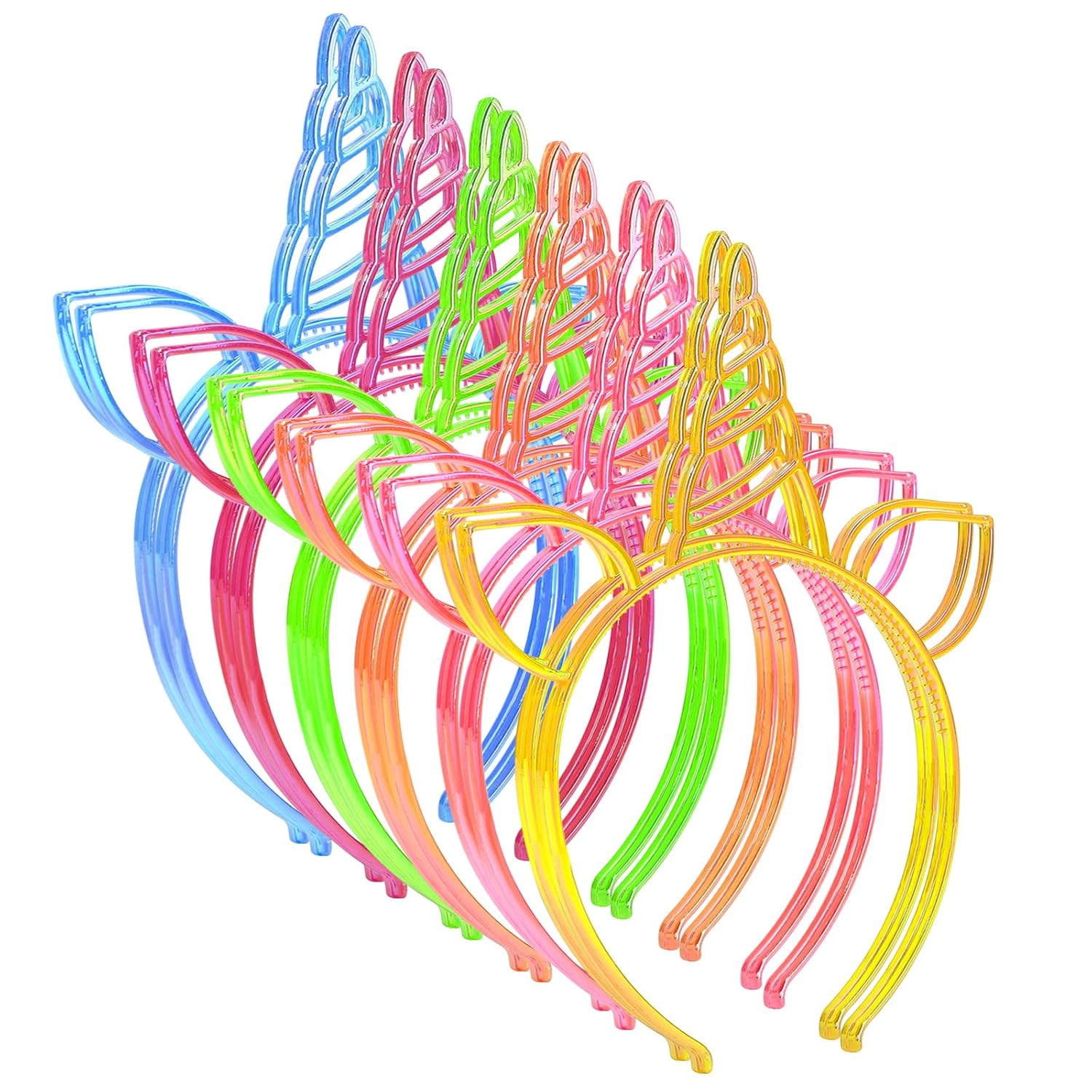 ZIRICHER Unicorn Headband for Girls, Rainbow Unicorn Birthday Party Favors Crown Headband, Plastic Unicorn Hairband for Party Supplies Gifts,Party Headwear Accessories for Kids Children Toddlers Adult