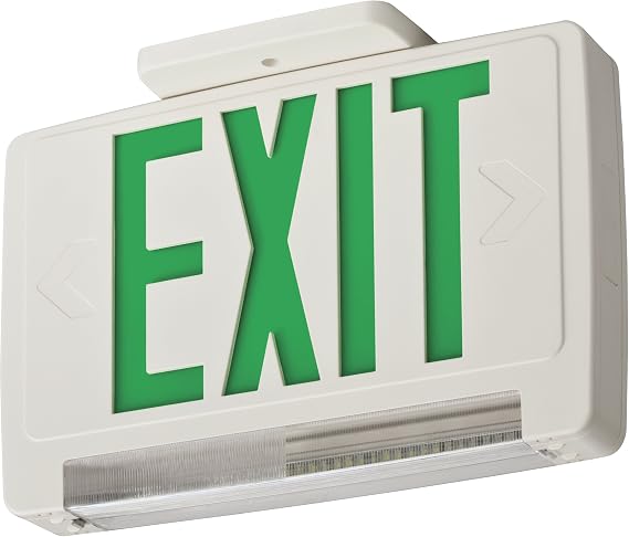 Lithonia Lighting ECBG LED M6 LED Exit and Emergency Light Bar Combo Fixture with Back Up Battery, Green Letters