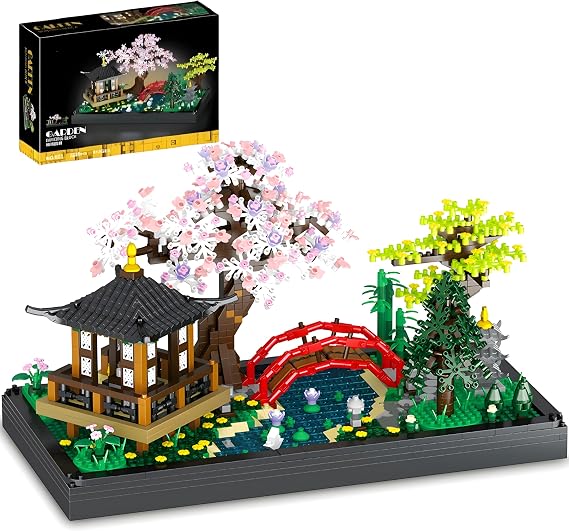 Cherry Blossom Garden Building Blocks Set, 2280Pcs Japanese Zen Model Toys
