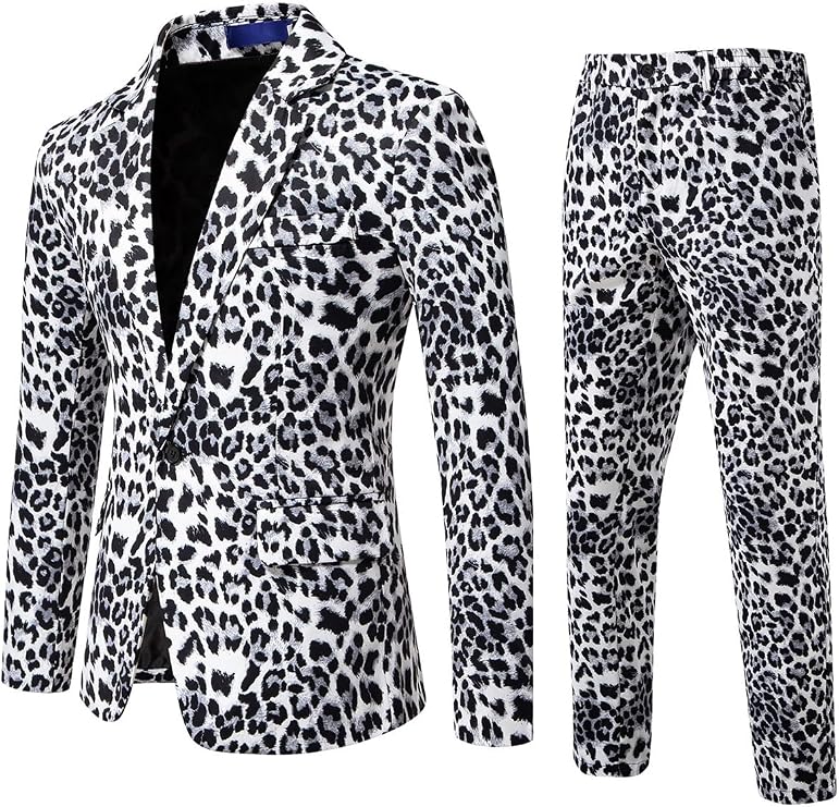 Men Blazers Leopard Print Notched Lapel Suits Slim Fit One Button Party Tuxedo Stylish Luxury Sport Coats Jackets