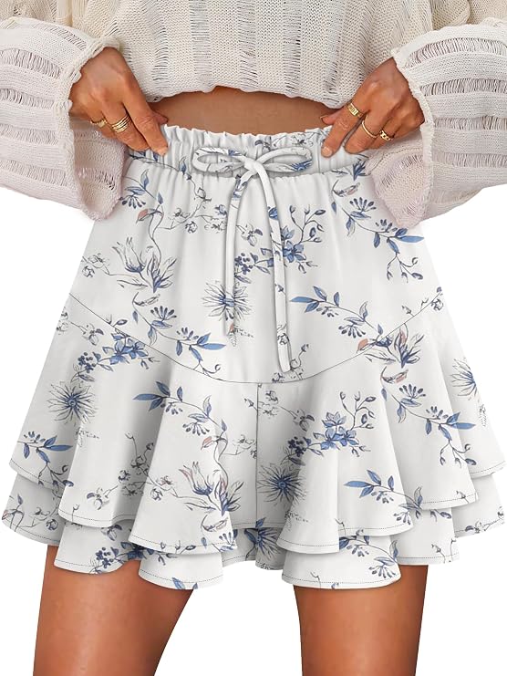 CHICZONE Flowy Shorts for Womens Mini Ruffle Skorts Skirts Teen Gilrs Tennis Skort Casual Summer Trendy Shorts