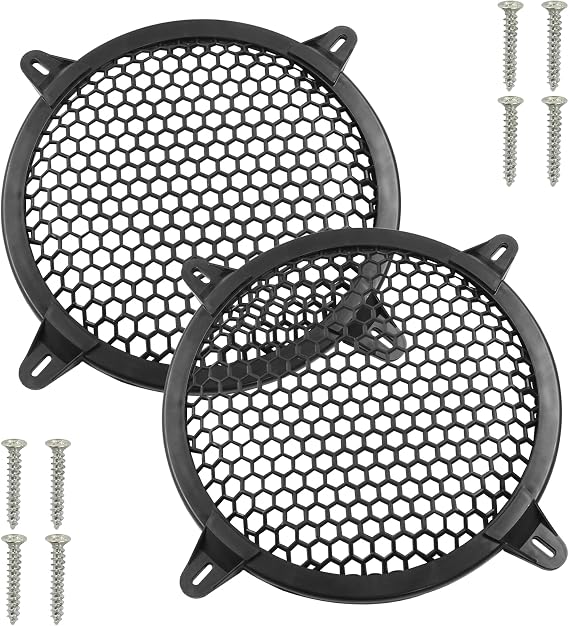2Pcs Black Plastic Subwoofer Grill, 8 Inch