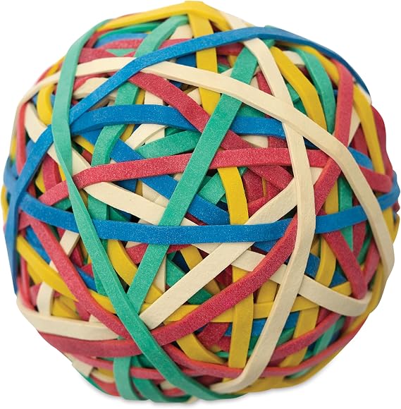Officemate Rubber Band Ball, Assorted Colors, 4.3 Oz (82027)
