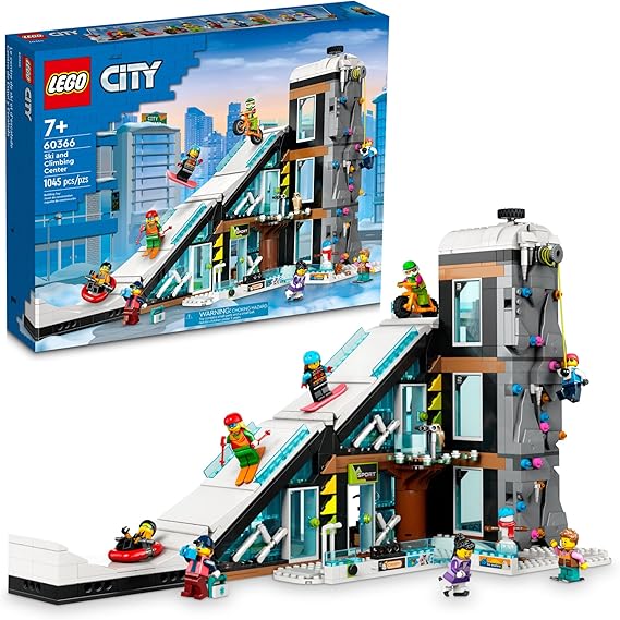 LEGO City Ski and Climbing Center Building Toy Set, 3-Level Building with a Ski Slope, 8 Minifigures and 2 Animal Figures for Imaginative Winter Sports Play, Fun Gift Idea for Kids and Fans, 60366