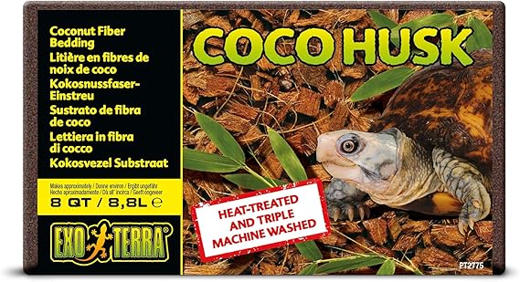 Exo Terra Coco Husk Brick, 8 QT (8.8 L) Natural Coconut Fiber Terrarium Substrate for Reptiles, Amphibians & Tropical Enclosures