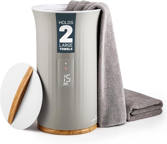 Live Fine Towel Warmer | Bucket Style Luxury Heater with LED Display, Adjustable Timer, Auto Shut-Off | Fits 40 x 70 Oversized Towel - Height 21.25 Inches and 12.9 Inches Wide