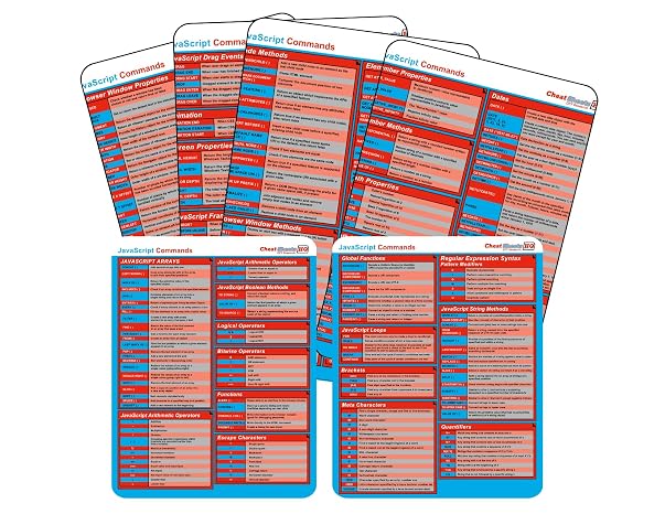 JavaScript Commands Cheat Sheet Reference Guide Beginner to Advanced | Essential Web Development Design Programming