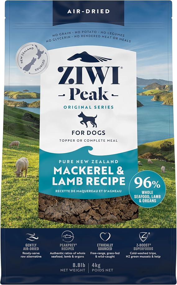 ZIWI Peak Air-Dried Dog Food Mackerel & Lamb - All Natural, High Protein, Grain Free, Limited Ingredient w/ Superfoods (140.8oz)