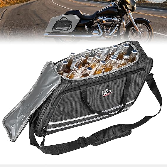 KEMIMOTO Upgraded Saddlebag Cooler Leakproof, Keeps Hot & Cold 7.5 Hours | Insulated Cooler Bag, 1680D Oxford & EVA for Touring Road Glide Street Glide Road King Tear-Resistant Camping Picnic Travel