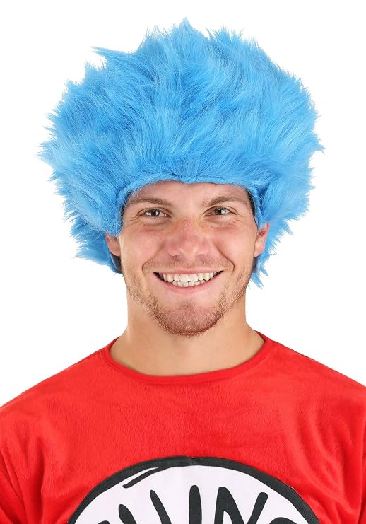 elope Dr. Seuss Thing 1 & Thing 2 Blue Fuzzy Costume Wig Standard