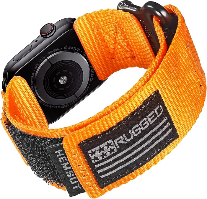 Hemsut Watch Band Compatible With Apple Watch, Super Rugged Nylon Sports Strap With Woven Loop For iWatch 38/40/41/42/44/45/46/49mm, Military Strap For Ultra 3/2/1&11/10/9/8/7/6/5/4/3/2/1/ALL SE