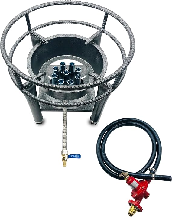 Portable Single Burner, Outdoor Camping Gas Stove Propane Cooker Suitable for Outdoor BBQ Stir-fry Cooking Steaming Tailgating, Seafood Boil (Small-40cm)