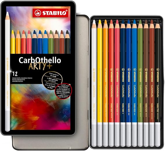 STABILO - CarbOthello - Chalk-Pastel Pencil - ARTY+ Tin of 12 - Assorted colors