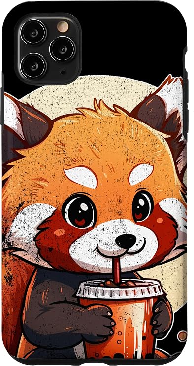 iPhone 11 Pro Max red panda Boba Tea Bubble kawaii Anime cute neko japanese Case