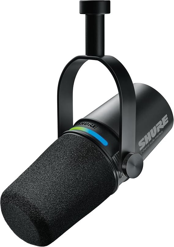 Shure MV7i Smart Microphone USB-C & XLR Mic for Podcasting, Music & Streaming with Built-in Audio Interface, Auto Level Mode, Advanced DSP, All-Metal Design, Black | USB-C Mic with Built-in Audio Interface, Combo Xlr and 14 Input, Auto Level Mode, Voice Isolation, 3.5mm Monitoring