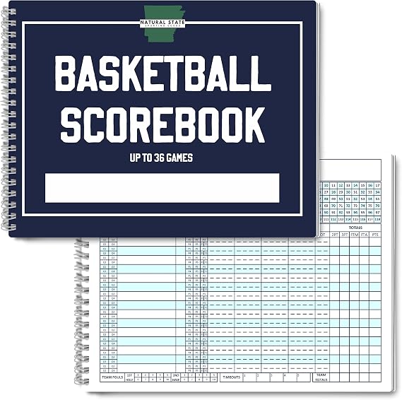 Basketball Scorebook for 36 Games | 8.5 In x 11 In Basketball Playbook w/ Wire Binding | League, High School, or Middle School Basketball Score Book for Coaches | Basketball Stats Book Made in the USA