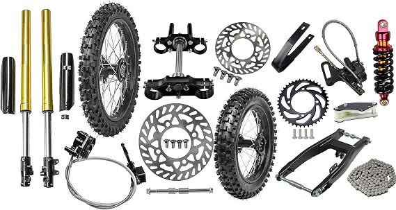Front Forks + Rear SwingArm Kit 14" 12" Complete Wheel 80/100-12 60/100-14 Tire and Rim Disc Brake Assembly for Dirt Pit Bike Apollo CRF50 SSR 70cc 110cc 125cc Taotao DB14 XR70