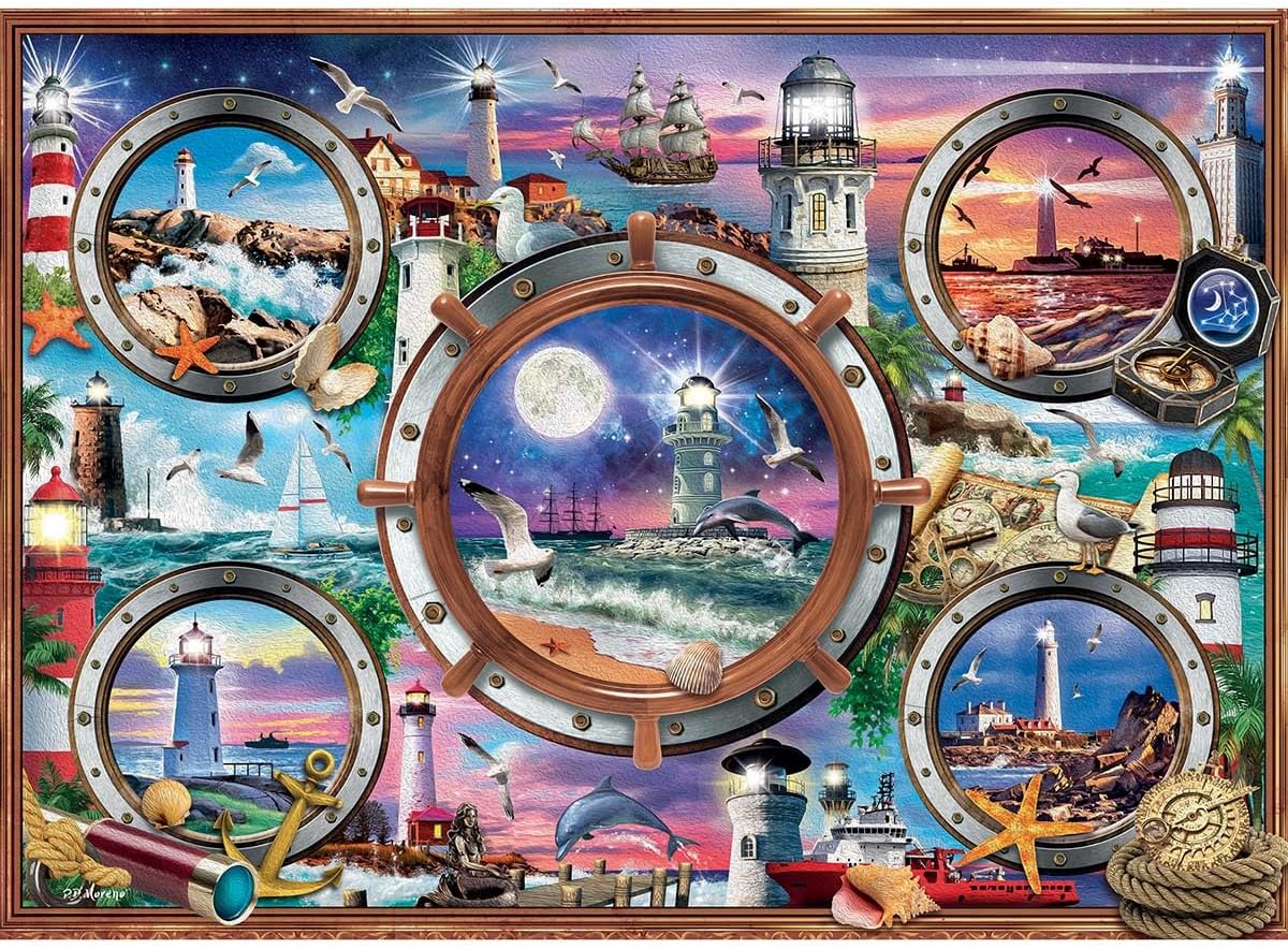 Cobble Hill 1000 Piece Puzzle - Lighthouses - Sample Poster Included