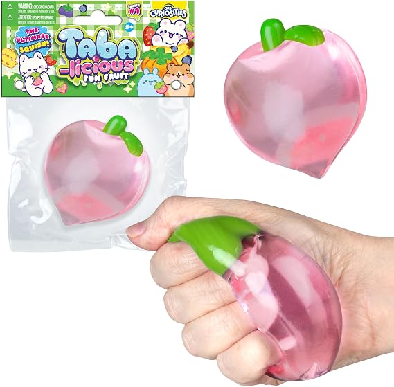 ORB Tabalicious TABA スクイッシーピーチ 楽しいフルーツおもちゃ - キュートで粘着性のあるフルーツ TABA スクイッシー、透明でリアルな色 - スクイッシーストレスボールおもちゃ - 子供と大人のためのかわいい感覚フィジェットトイ