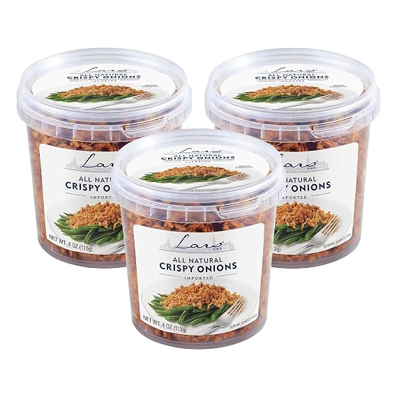 Lars Own Crispy Fried Onions, European French Fried Onions, Crunchy Salad Topper & Savory Onion Topping, 4 oz, 3 Pack