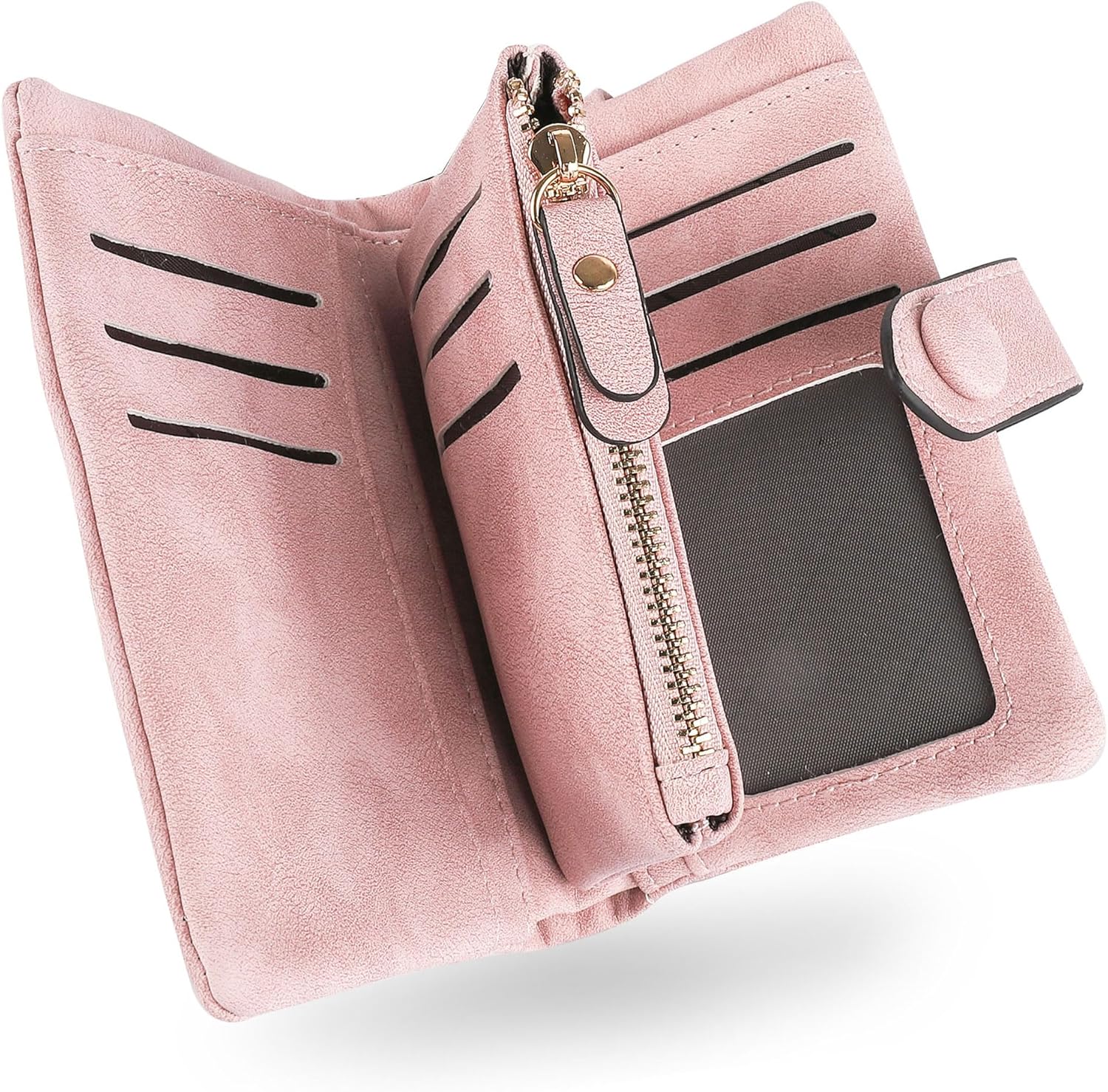 conisy Small Wallet for Women Leather Bifold RFID Blocking Ladies Purse with Wristlet Zipper Coin Purse