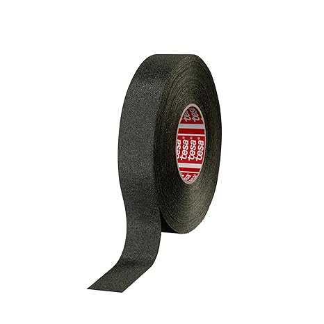 tesa 51036 High-Performance PET Cloth Automotive Wire Harness Tape, Black, 19mm x 25m, 1 Roll