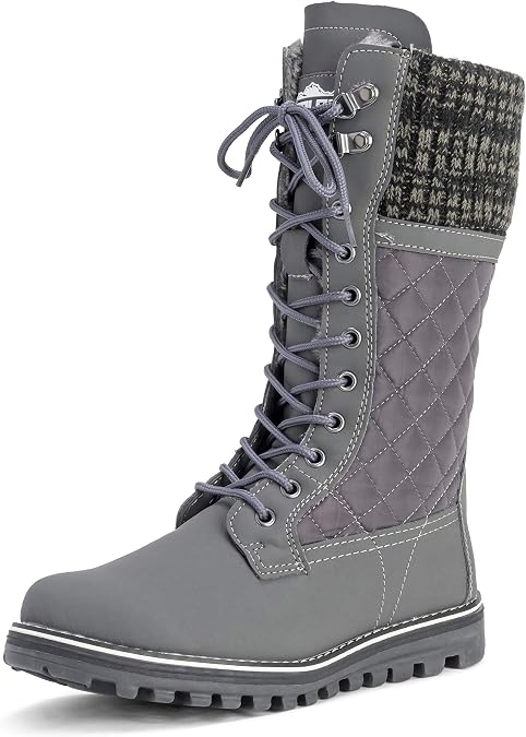 POLAR Womens Faux Fur Warm Thermal Waterproof Outdoor Walking Snow Winter Rubber Sole Calf Boots