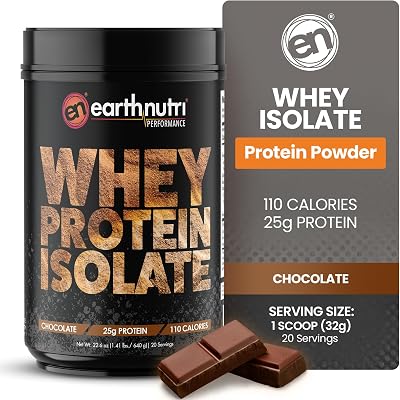Whey Isolate Protein Powder Post Workout Recovery Powder for Muscle Recovery & Growth 25g Protein Easily Digestible Non-GMO & Gluten-Free Chocolate Flavor 20 Servings 1.41 lbs