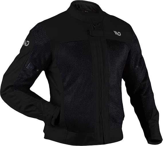 WD Motorsports Miami Mesh Motorcycle Jacket for Adventure Riding - Lightweight with Reflective Panels - Best Biker Textile Jacket - CE Armored (Black, Small)