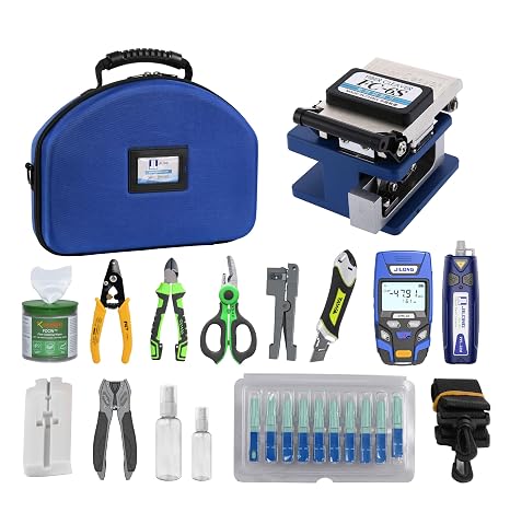 Optic Fiber Toolkit FTTH JILONG JFH-63D Optical Power Meter + Visual Fault Locator 8-10km +Miller Stripper +Fiber Cleaver +Kevlar Scissors + Fixed Length Stripper + SCU Fast Connectors