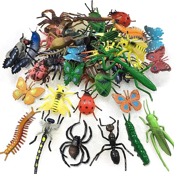 Fake Plastic Bug Insects Toys for Kids/Toddlers, Halloween Party Favors | 30 Pack, goodie bag fillers, Easter basket stuffers for education, pranks, photo props, sensory bins, birthday party favors