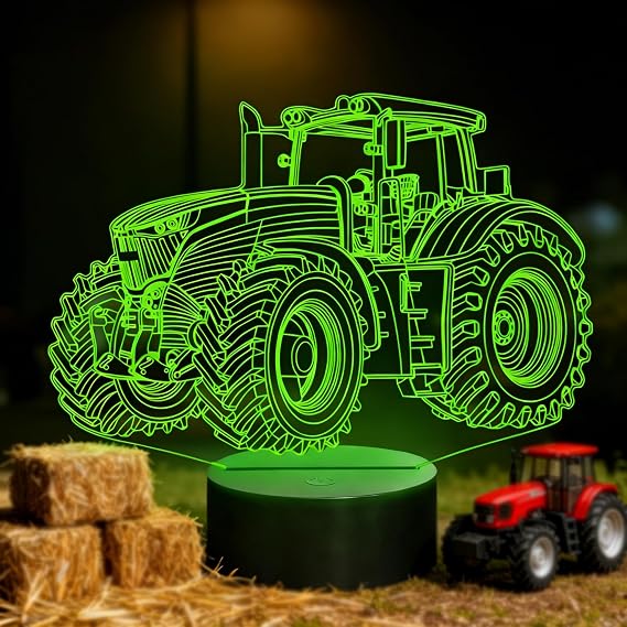 Tractor 3D Night Light,Tractor LED Night Light,7 Colour Changing LED Lamp with Touch Control,Kids Bedside Table Light for Bedroom Decoration & Festival Gifts [Energy Class A] [Energy Class A+++]