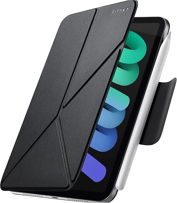 PITAKA for iPad mini A17 Pro Case, 4 Intuitive Angles, Folio2-Black | Portrait/Landscape Magnetic iPad mini 7 & iPad mini 6 Case with Pencil Holder, Slim and Light iPad mini Case, Auto Wake/Sleep