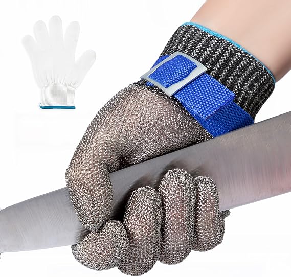 ARCLIBER Level 9 Cut Resistant Glove Stainless Steel Wire Metal Mesh Butcher Glove for Meat Cutting Oyster Shucking Chopping and Peeling