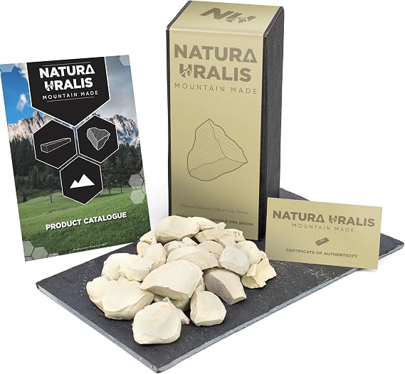 Natura Uralis Siberian Yellow Clay | 500g of Natural Clay, Pastel to Golden Yellow - Amazing Crunch, Satisfying Earthy, Velvety and Firm Texture, ASMR Sensation
