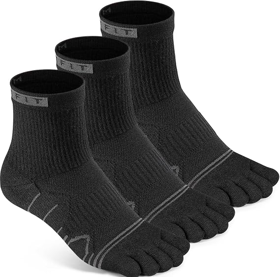 Kfit Toe Socks for Men Women Running COOLMAX Ankle 5 Finger Socks 3 Pairs