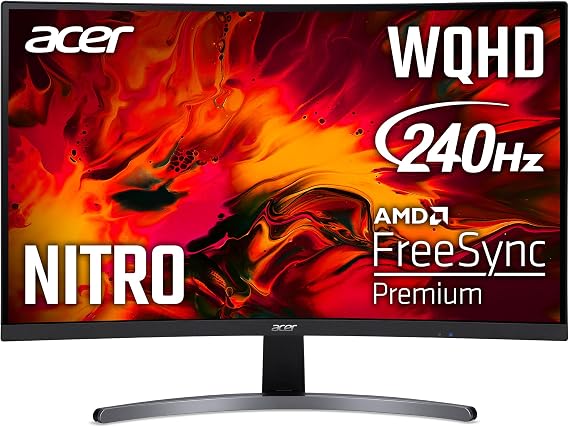 acer Nitro ED271U Xbmiipx 27" 1000R Curved VA WQHD 2560 x 1440 Gaming Monitor | AMD FreeSync Premium | Up to 240Hz | Up to 0.5ms | DisplayHDR400 | 95% sRGB | 1 x Display Port & 2 x HDMI 2.0 Ports