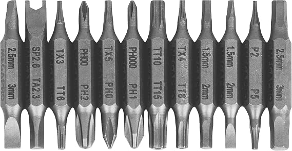 MEGAPRO Bit Pack - The Precision | 12 double-ended bits | Precision Bits | Standard micro sizes | Tamperproof bit | Compatible with MEGAPRO driver