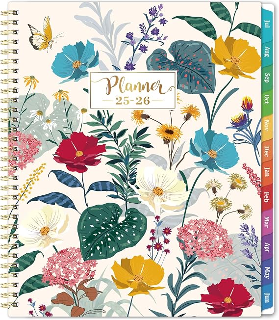 Planner 2025-2026 - Academic Planner 2025-2026, Jul. 2025 - Jun.2026, 9 11, Back Pocket, Colorful Tabs, Twin-wire Binding