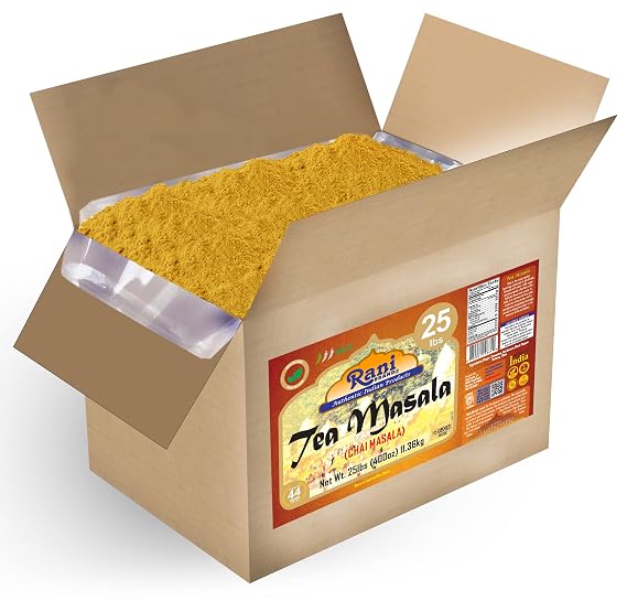 Rani Tea (Chai) Masala Indian Spice Blend 400oz (25lbs) 11.36kg Bulk Box ~ All Natural | Vegan | Gluten Friendly | Salt & Sugar Free | NON-GMO | No Colors | Indian Origin