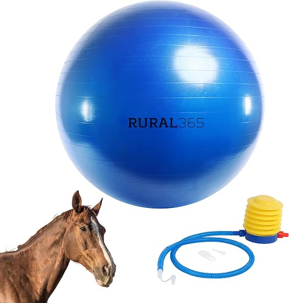 Rural365 Giant Blue Horse Ball Toy - 40in Anti-Burst Soccer Ball, Pump Included